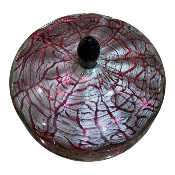 RARE antique absolutely gorgeous Loetz Titania Austria Glass lidded, footed bowl - Picture 8 of 12